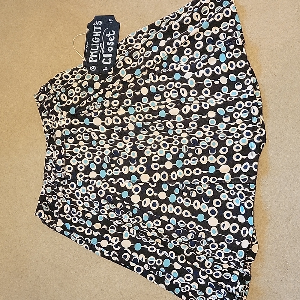 Lapis Polka Dot Full Skirt Medium Brown Tan Blue